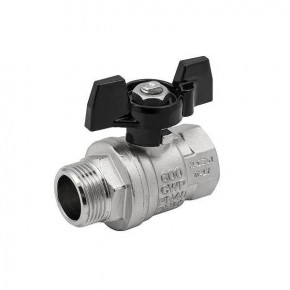 Кран шаровой полнопроходной ELSEN Strong T 3201 - 1" (НР/ВР, PN40, Tmax 150&deg;С, ручка-бабочка черная)