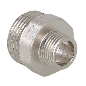Ниппель латунный резьбовой переходной VALTEC - 1.1/4"х1/2" (никелированный)