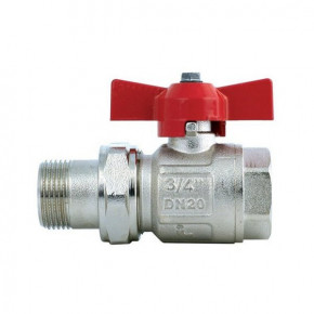Кран шаровой полнопроходной ITAP IDEAL 098 - 3/4" (НГ/ВР, PN40, Tmax 150&deg;С, ручка-бабочка красн.)